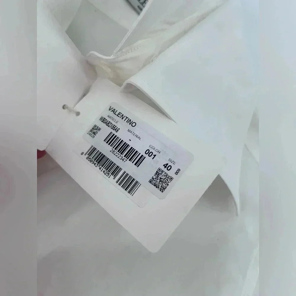NWT $1400 VALENTINO Shirt IT40 US4 White Double Collar Made in Italy - Picture 7 of 13